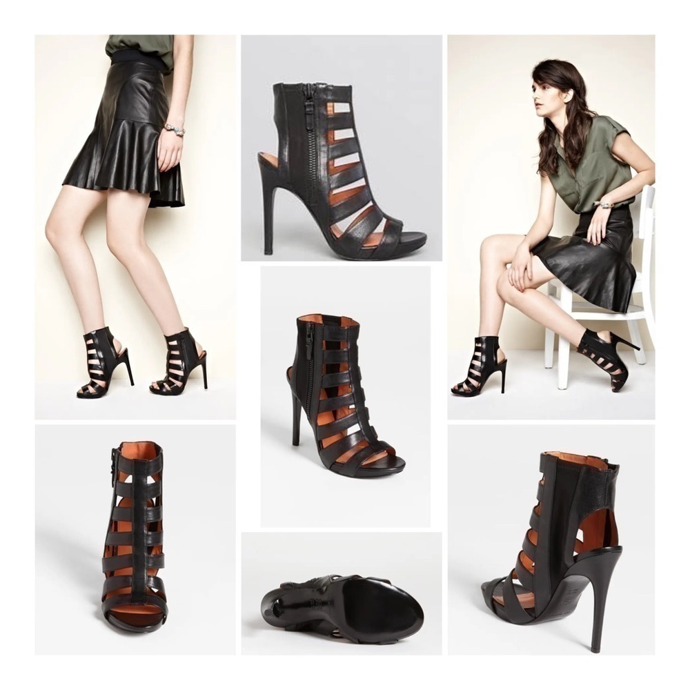 Via SPIGA Nya Black Leather Caged Bootie